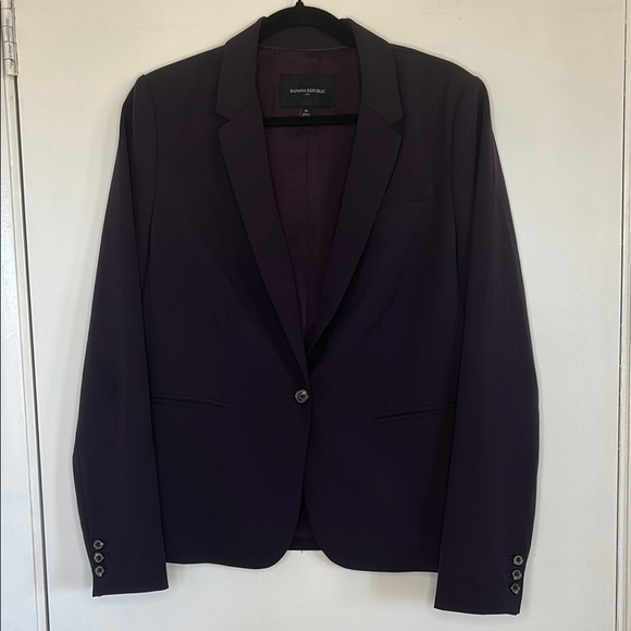 Banana Republic‎ Women's Deep Berry Luxe Brushed Twill Blazer Jacket Sz 10 - Picture 1 of 10